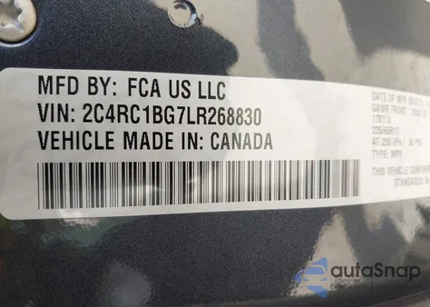 2020 Chrysler Pacifica Touring L z USA, uszkodzony, nr VIN 2C4RC1BG7LR268830